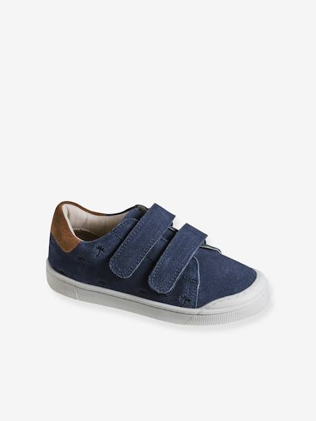 Leren sneakers met klittenband, kleutercollectie marineblauw - vertbaudet enfant 