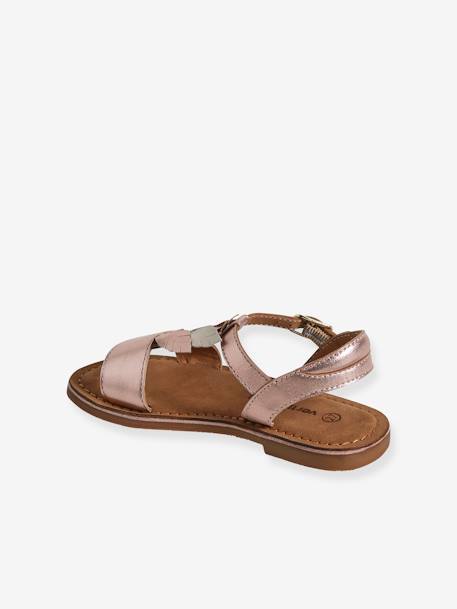 Leren kindersandalen met klittenband kleutercollectie goud - vertbaudet enfant 