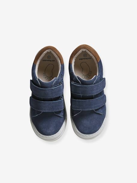 Leren sneakers met klittenband, kleutercollectie marineblauw - vertbaudet enfant 