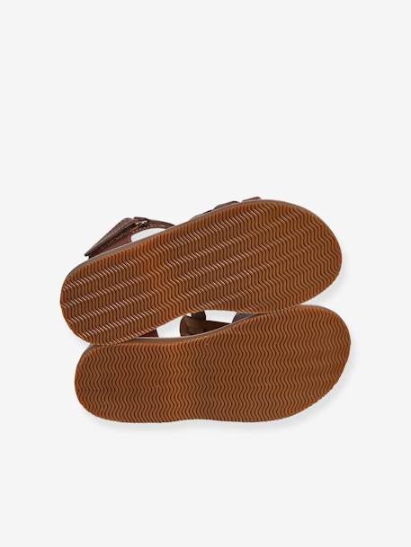 Leren kindersandalen met klittenband kleutercollectie bruin - vertbaudet enfant 