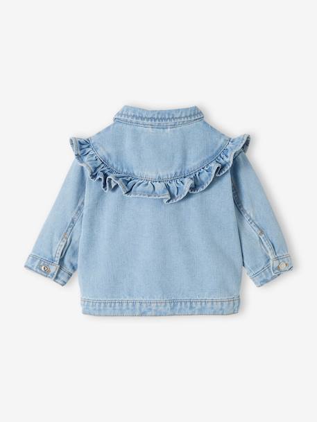 Babyjasje van denim met ruches gebleekt denim - vertbaudet enfant 