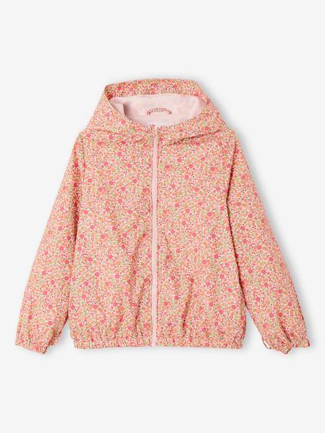 3-in-1 parka met capuchon voor meisjes in het tussenseizoen en uitneembaar windjack kaki+rozen - vertbaudet enfant 