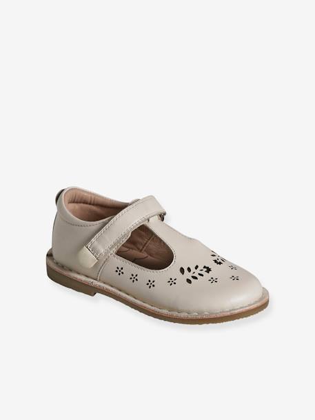 Leren meisjes sandalen kleutercollectie ecru+goud+roze - vertbaudet enfant 