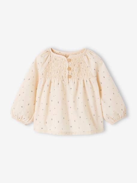 Babyblouse met smokwerk ecru - vertbaudet enfant 