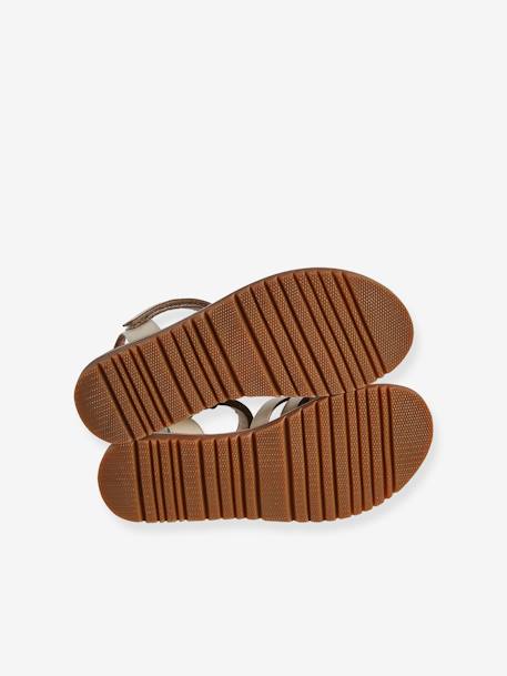 Leren kindersandalen met klittenband ecru - vertbaudet enfant 