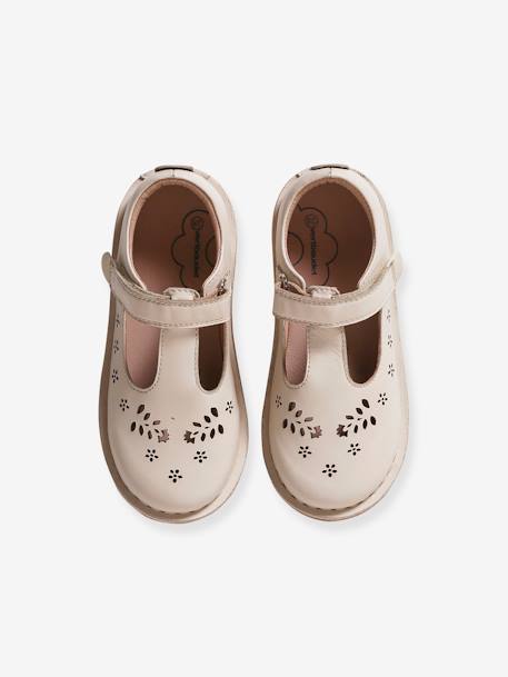 Leren meisjes sandalen kleutercollectie ecru+goud+roze - vertbaudet enfant 