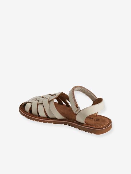 Leren kindersandalen met klittenband ecru - vertbaudet enfant 