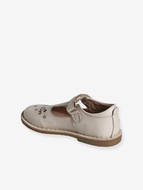 Leren meisjes sandalen kleutercollectie ecru+goud+roze - vertbaudet enfant 