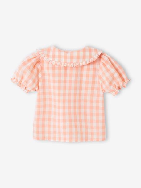 Babyblouse met gingham print en korte mouwen roze, geruit - vertbaudet enfant 