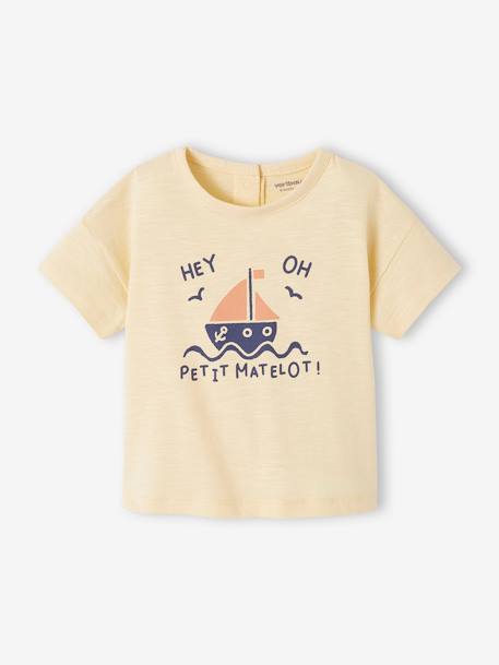 'Zeedieren' baby T-shirt met korte mouwen beige+blauwgroen+lichtgeel - vertbaudet enfant 