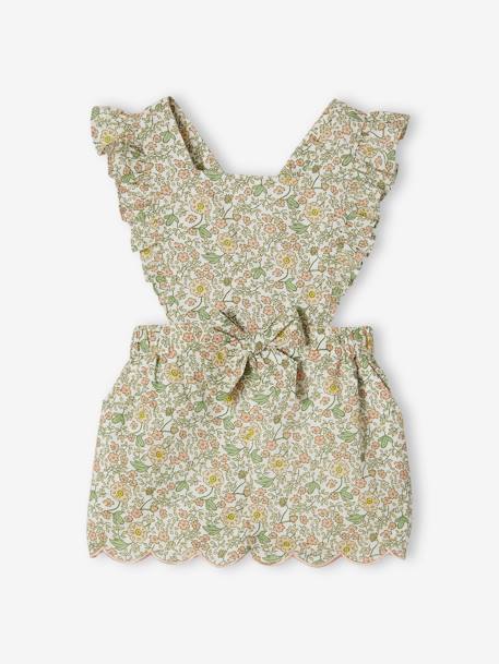 Gebloemde baby combi-short vanille - vertbaudet enfant 