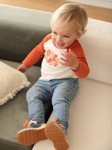 Baby colorblock T-shirt met lange mouwen roest - vertbaudet enfant 