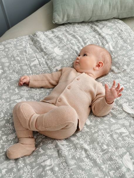 3-delige gebreide set: vest, broek en babyschoentjes gemêleerd beige - vertbaudet enfant 