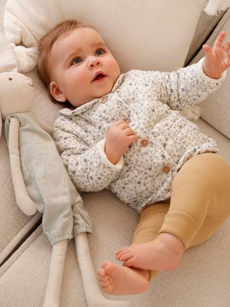 Babyvestje van katoengaas ecru+LICHTBEIGE MET PRINT - vertbaudet enfant 