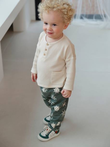 Babyset T-shirt + molton broek betongrijs+kaki - vertbaudet enfant 