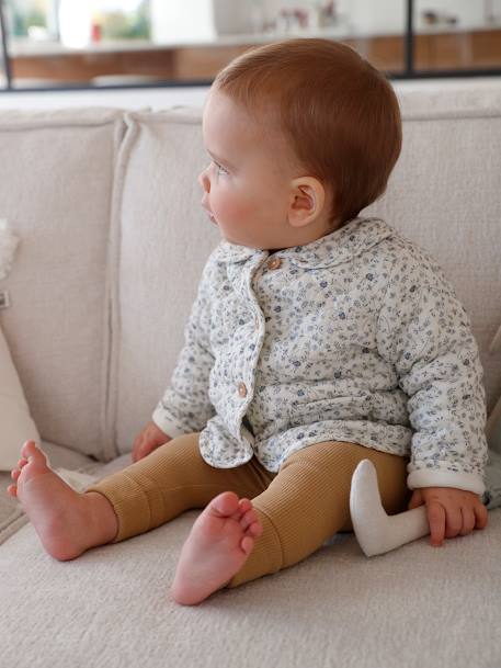 Babyvestje van katoengaas ecru+LICHTBEIGE MET PRINT - vertbaudet enfant 