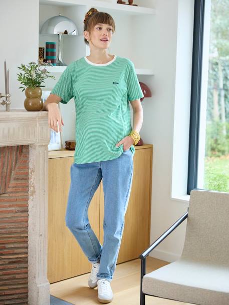 Personaliseerbare gestreept zwangerschaps- en borstvoedings t-shirt in katoen groen - vertbaudet enfant 