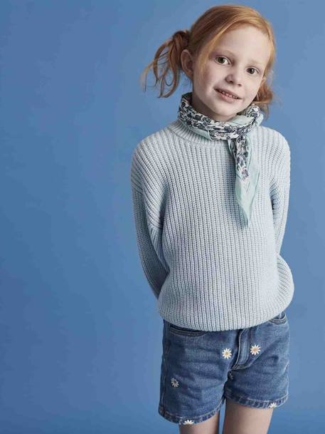 Jeansshort voor meisjes met geborduurde bloemen stone - vertbaudet enfant 