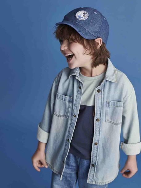 Denim jongenshemd gebleekt denim+stone+zwart denim - vertbaudet enfant 