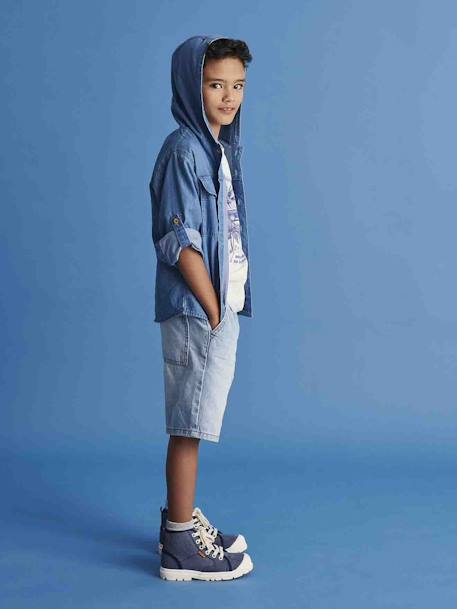 Hoge stoffen sneakers met gekartelde zool voor kinderen jeansblauw - vertbaudet enfant 
