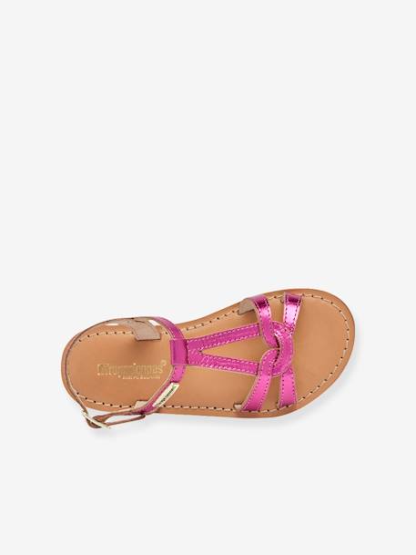 Leren kindersandalen Backle LES TROPEZIENNES® PAR M. BELARBI fuchsia+turquoiseblauw - vertbaudet enfant 