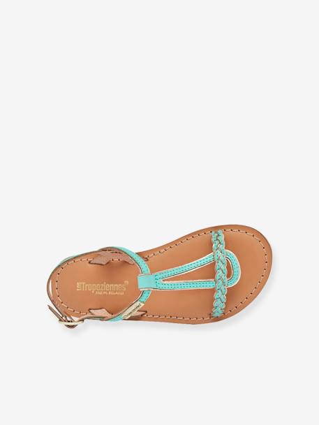 Leren kindersandalen Bappy LES TROPEZIENNES® PAR M. BELARBI beige+geel+koraal+turquoiseblauw - vertbaudet enfant 