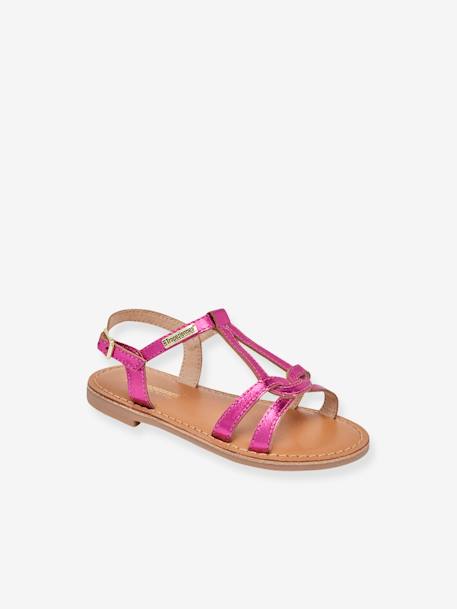 Leren kindersandalen Backle LES TROPEZIENNES® PAR M. BELARBI fuchsia+turquoiseblauw - vertbaudet enfant 