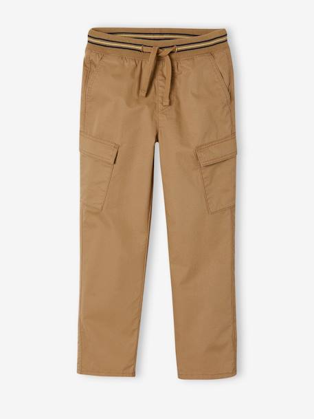 Eenvoudig aan te trekken jongensbroek met cargostijl nachtblauw+zandbeige - vertbaudet enfant 