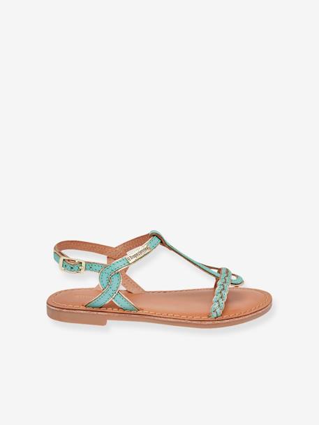 Leren kindersandalen Bappy LES TROPEZIENNES® PAR M. BELARBI beige+geel+koraal+turquoiseblauw - vertbaudet enfant 