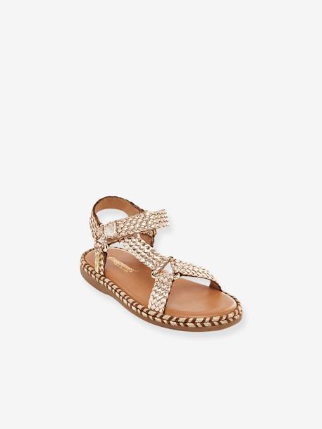 Leren kindersandalen met klittenband Blister LES TROPEZIENNES® PAR M. BELARBI goudbeige - vertbaudet enfant 