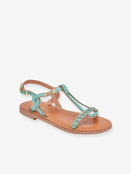 Leren kindersandalen Bappy LES TROPEZIENNES® PAR M. BELARBI beige+geel+koraal+turquoiseblauw - vertbaudet enfant 