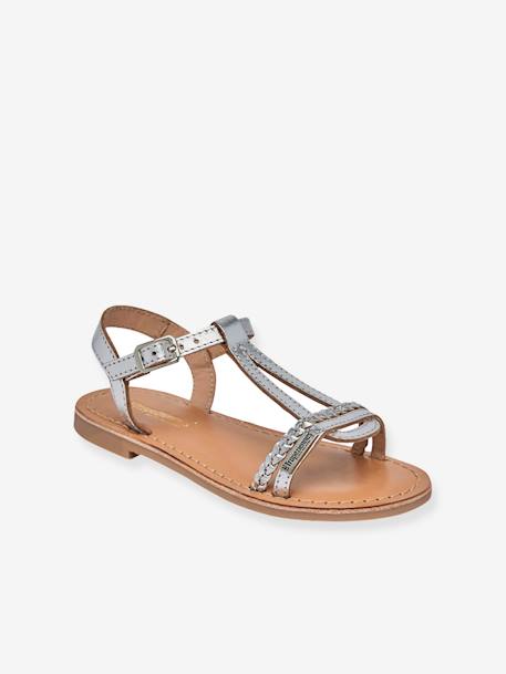 Leren sandalen Badou LES TROPEZIENNES® BY M. BELARBI zilver - vertbaudet enfant 