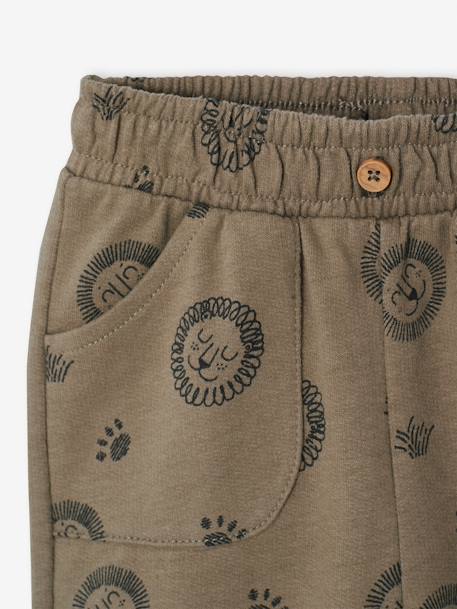 Broek met print van molton baby ecru+kaki - vertbaudet enfant 