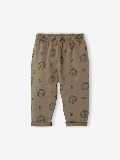 Broek met print van molton baby ecru+kaki - vertbaudet enfant 