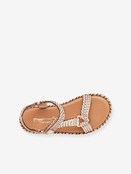 Leren kindersandalen met klittenband Blister LES TROPEZIENNES® PAR M. BELARBI goudbeige - vertbaudet enfant 