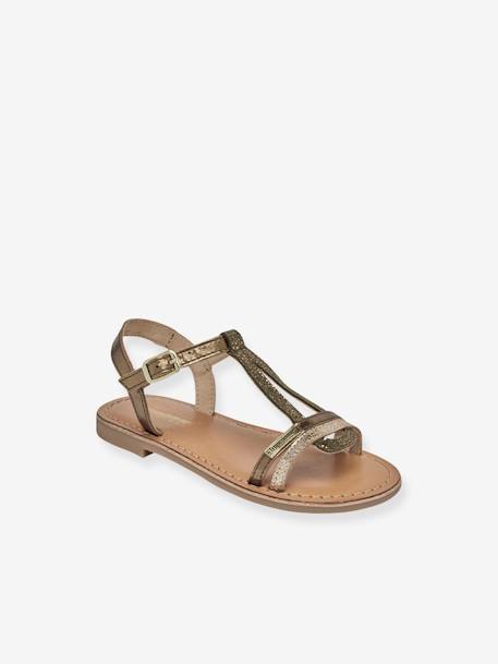 Leren kindersandalen Bada LES TROPEZIENNES® PAR M. BELARBI brons+goudbeige - vertbaudet enfant 