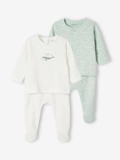 Baby-Pyjama, surpyjama-Set van 2 tweedelige babypyjama's van katoenjersey