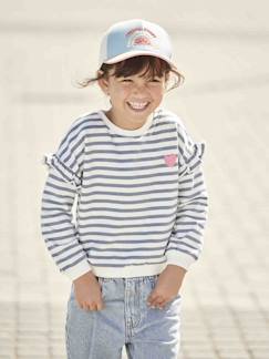 Meisje-Trui, vest, sweater-Sweater-Marinetrui met ruches voor meisjes