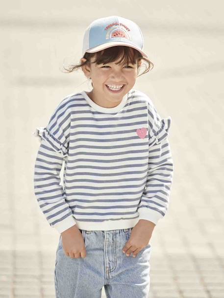 Marinetrui met ruches voor meisjes blauwgroen+jeansblauw+lila+oudroze+roze, gestreept - vertbaudet enfant 