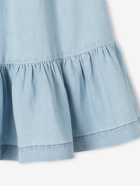 Meisjesjurk met ruches van licht denim double stone - vertbaudet enfant 