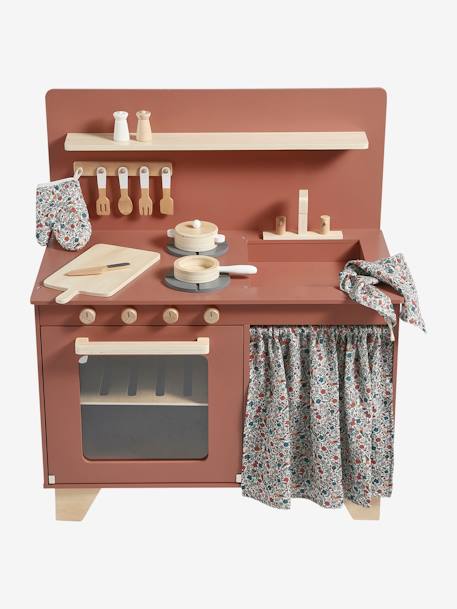 Kitchenette met FSC® houtgordijn framboos+meerkleurig - vertbaudet enfant 