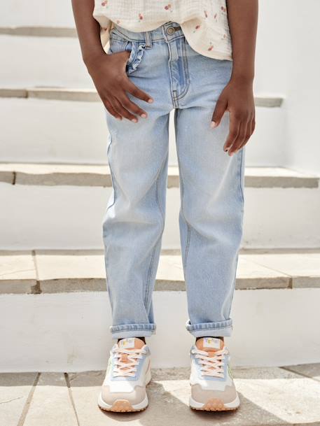 Rechte jeans MorphologiK meisjes heupomvang Medium gebleekt denim+stone - vertbaudet enfant 