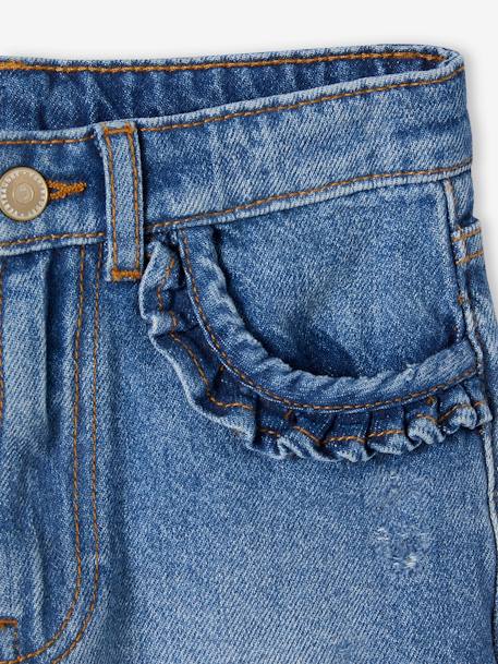 Rechte jeans MorphologiK meisjes heupomvang Medium gebleekt denim+stone - vertbaudet enfant 