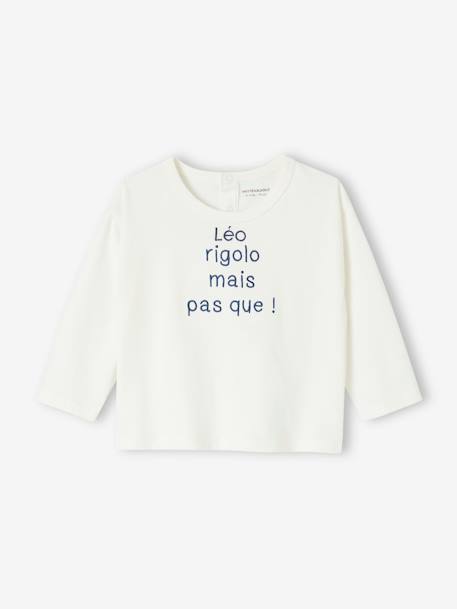 Personaliseerbaar T-shirt baby van biologish katoen blauw+ecru - vertbaudet enfant 