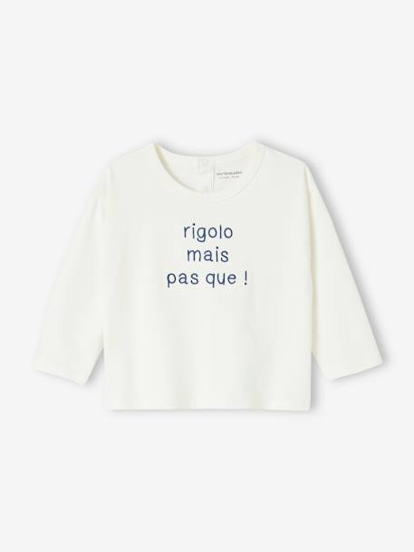 Personaliseerbaar T-shirt baby van biologish katoen blauw+ecru - vertbaudet enfant 