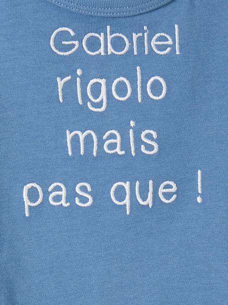 Personaliseerbaar T-shirt baby van biologish katoen blauw+ecru - vertbaudet enfant 