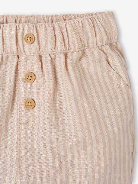 Gestreepte babybroek met elastische tailleband zandbeige - vertbaudet enfant 