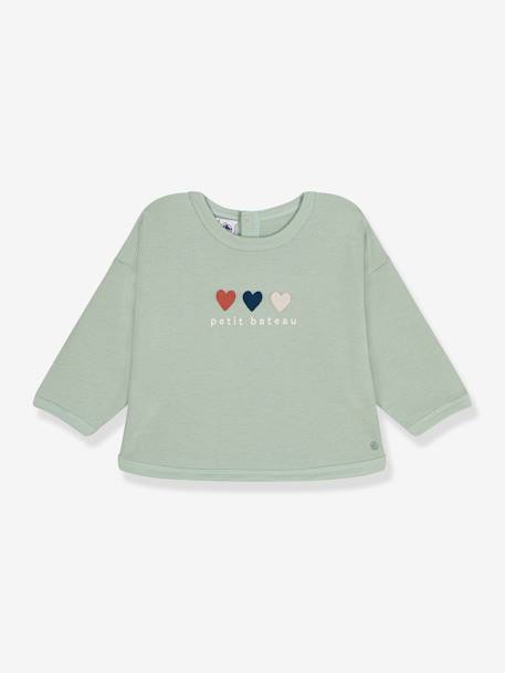 Meisjessweater met hartjes PETIT BATEAU amandelgroen - vertbaudet enfant 