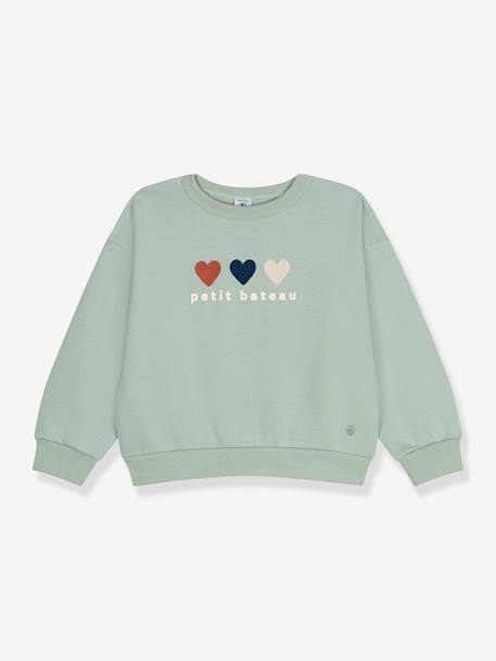 Meisjessweater met hartjes PETIT BATEAU amandelgroen - vertbaudet enfant 