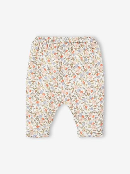 Broek in harem-model van hydrofiel katoen baby jongen Blauw+cappuccino+ecru+lindegroen+Wit+wit, bedrukt - vertbaudet enfant 